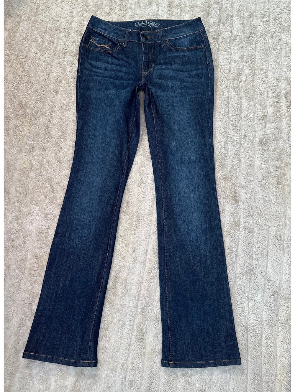 Faded Glory dark wash mid-rise bootcut stretch denim jeans Size 6 Western cowboy